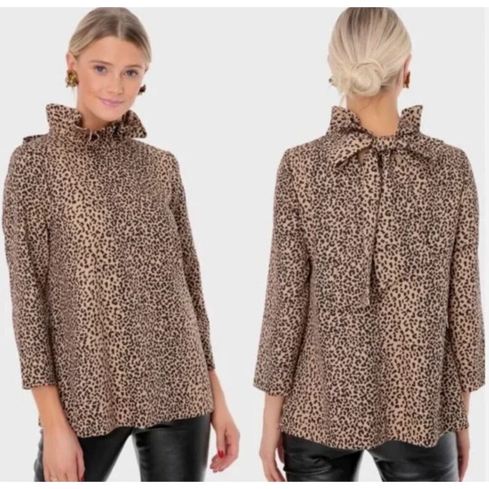 NWOT Women’s Tuckernuck Leopard Print Faye Blouse with Bow on Back Size Medium